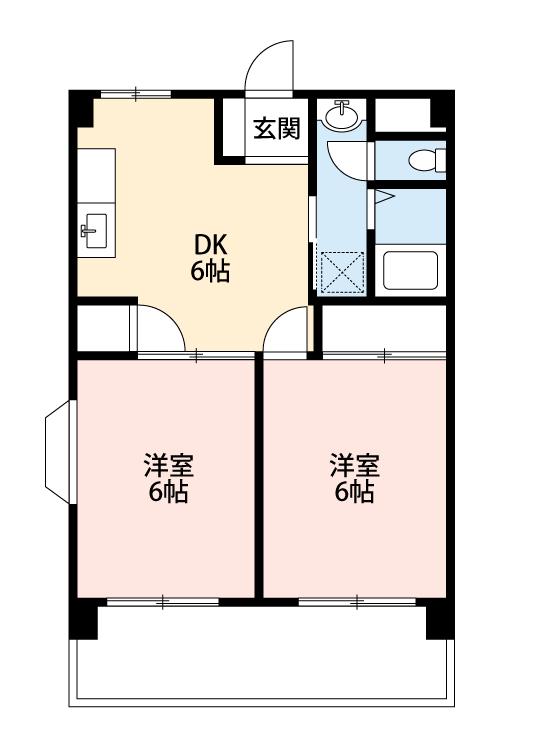 ルネス錦町(2DK/2階)の間取り写真