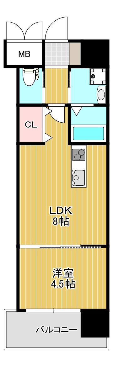 アクシオ三萩野II(1LDK/7階)の間取り写真
