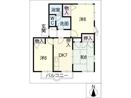 フレグランス新栄 B棟(3DK/1階)の間取り写真