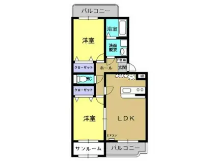 ユーミーマンション カシマ(2LDK/2階)の間取り写真