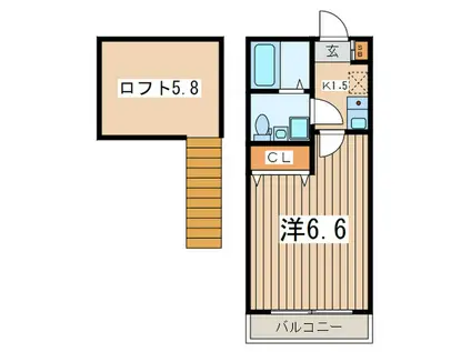 ソレイユ保土ヶ谷(1K/2階)の間取り写真