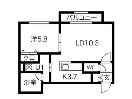 キャナルウエスト小樽(1LDK/2階)の間取り写真