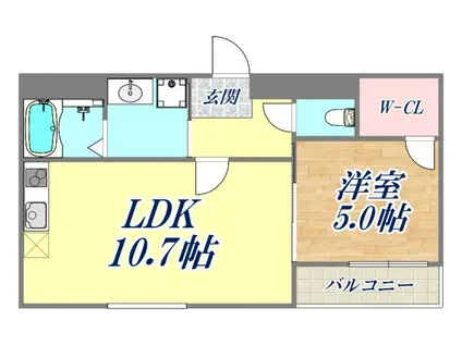 フジパレス武庫川5番館(1LDK/1階)の間取り写真