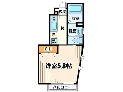 ラネージュ烏山II(1K/1階)の間取り写真