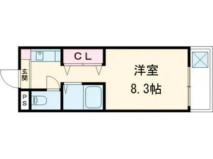 エスト・一ツ橋(ワンルーム/3階)の間取り写真