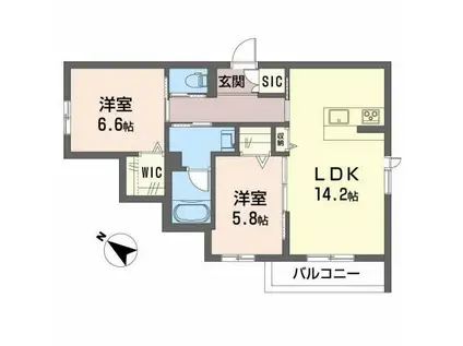 クレア大泉(2LDK/1階)の間取り写真