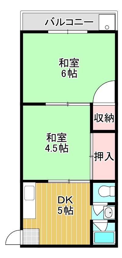 コーポキムラ(2DK/5階)の間取り写真