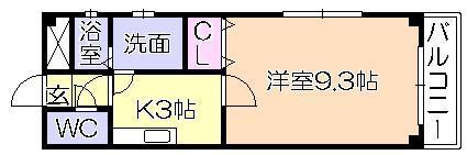 サンフィールドⅡ(1K/3階)の間取り写真