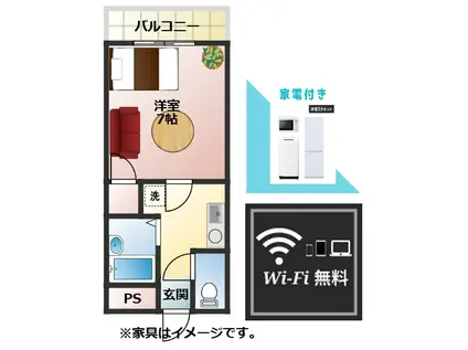 レジデンス中原C(1K/2階)の間取り写真