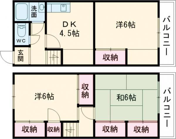 ニラングランドウィル宝殿(3DK/1階)の間取り写真