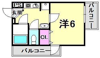 ステラハウス6(1K/2階)の間取り写真
