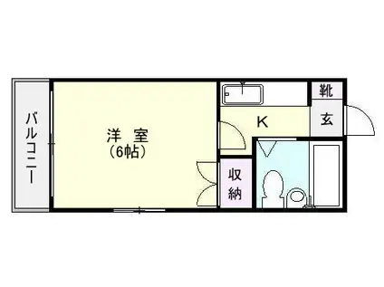 O N 1(1K/4階)の間取り写真