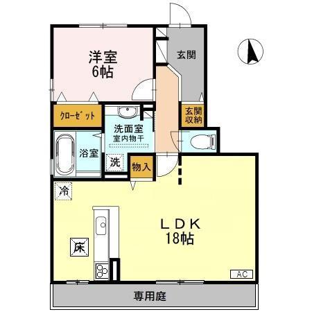 CANNAK(1LDK/1階)の間取り写真