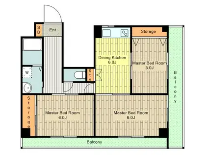 サンクローネ滝山(3DK/2階)の間取り写真