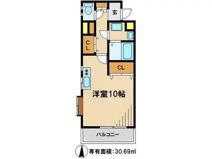 ウィッシュスクエアウエスト(ワンルーム/3階)の間取り写真