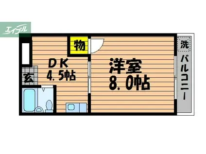 第三鶴身ビル(1DK/2階)の間取り写真