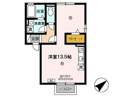 メゾン・グレイスB棟(ワンルーム/2階)の間取り写真