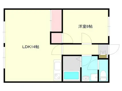 マンション楠通II(1LDK/2階)の間取り写真