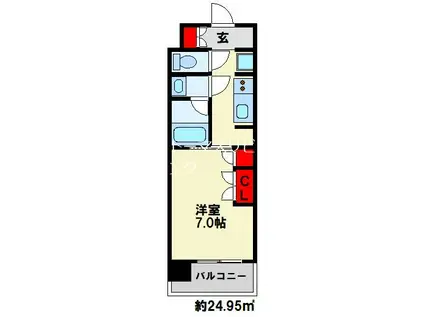 RJRプレシア西小倉駅前(1K/12階)の間取り写真