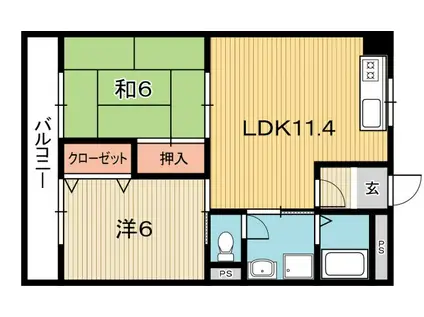 ユートピアIII(2LDK/3階)の間取り写真