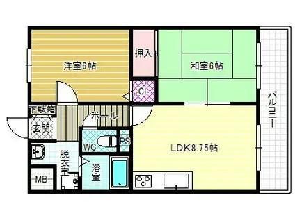 メゾン山下(2DK/3階)の間取り写真