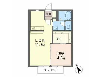 センターヴィレッジ109 A棟(1LDK/2階)の間取り写真