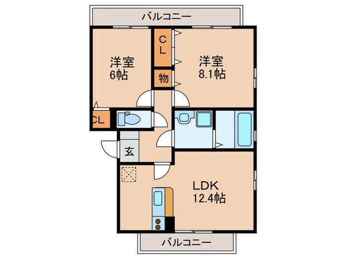 グランドアトリオ神戸西C棟(2LDK/3階)の間取り写真