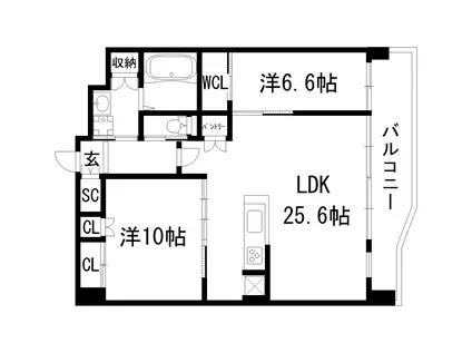 プレジオ宝塚ASIAN(2LDK/5階)の間取り写真