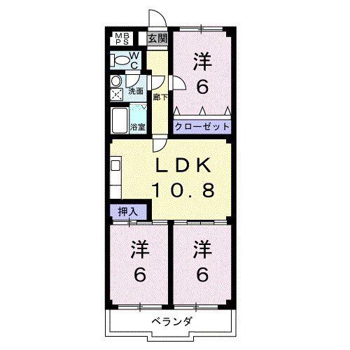 田中ハイツ(3LDK/1階)の間取り写真