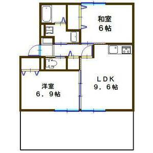 JAボナール上の丸(2LDK/1階)の間取り写真