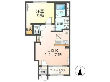 ROUGE PLUME(1LDK/1階)の間取り写真