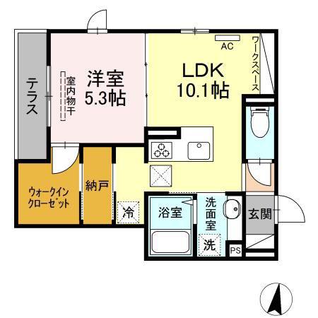 ラルーチェCD D棟(1LDK/1階)の間取り写真