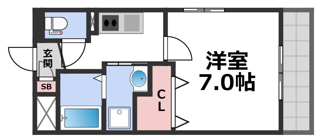 トレーデ(1K/3階)の間取り写真