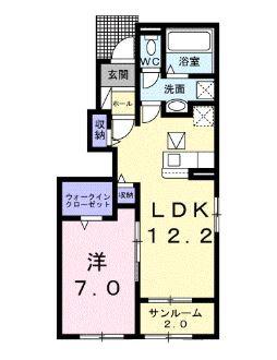 ベニアージュ D(1LDK/1階)の間取り写真