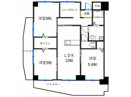 ハイツ赤坂(3LDK/2階)の間取り写真
