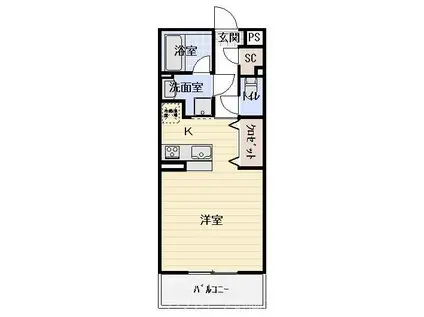 パルテール(ワンルーム/3階)の間取り写真