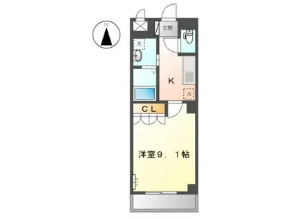 ヴァるメス・リヒト にしうら(1K/3階)の間取り写真