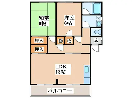 ハイツドリーム(2LDK/3階)の間取り写真