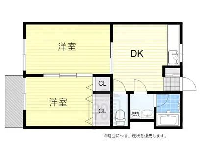 旭第1マンション(2DK/3階)の間取り写真