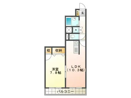 VIP-IN太平洋ノースヒルズ(1LDK/3階)の間取り写真