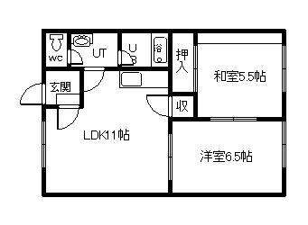 マンションゴールド(2LDK/2階)の間取り写真