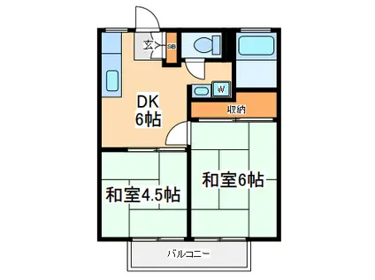 ハイツドリームB(2DK/2階)の間取り写真