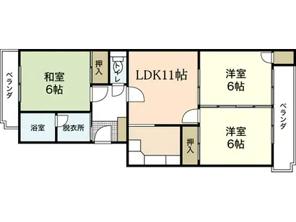 ソレーユ三筋(3LDK/1階)の間取り写真