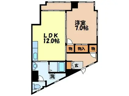 長崎電軌本線 住吉駅(長崎) 徒歩3分 7階建 築33年(1LDK/2階)の間取り写真