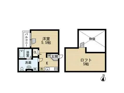 CLOUD鳳(1K/2階)の間取り写真