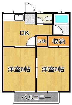 カーサ湯川(2DK/2階)の間取り写真