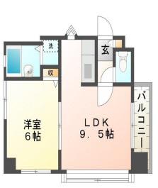ベルトピア姫路I(1LDK/3階)の間取り写真