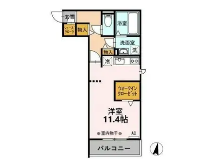 ワイズコート松鴻(ワンルーム/1階)の間取り写真