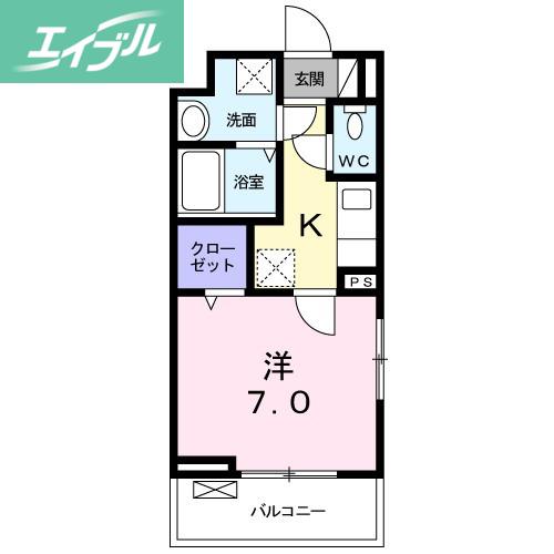 カーサ 幸(1K/2階)の間取り写真