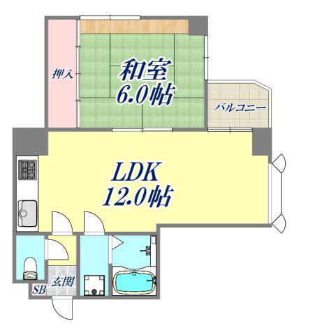 スリージェ甲子園口1(1LDK/3階)の間取り写真